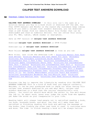 Caliper Test Answers Download  Form