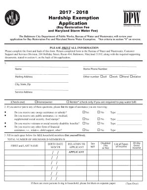 Hardship Exemption Application  Form