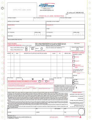 Bill of Lading Form