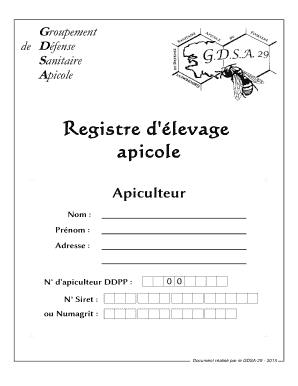 Registre D&#039; Levage Apicole Excel  Form