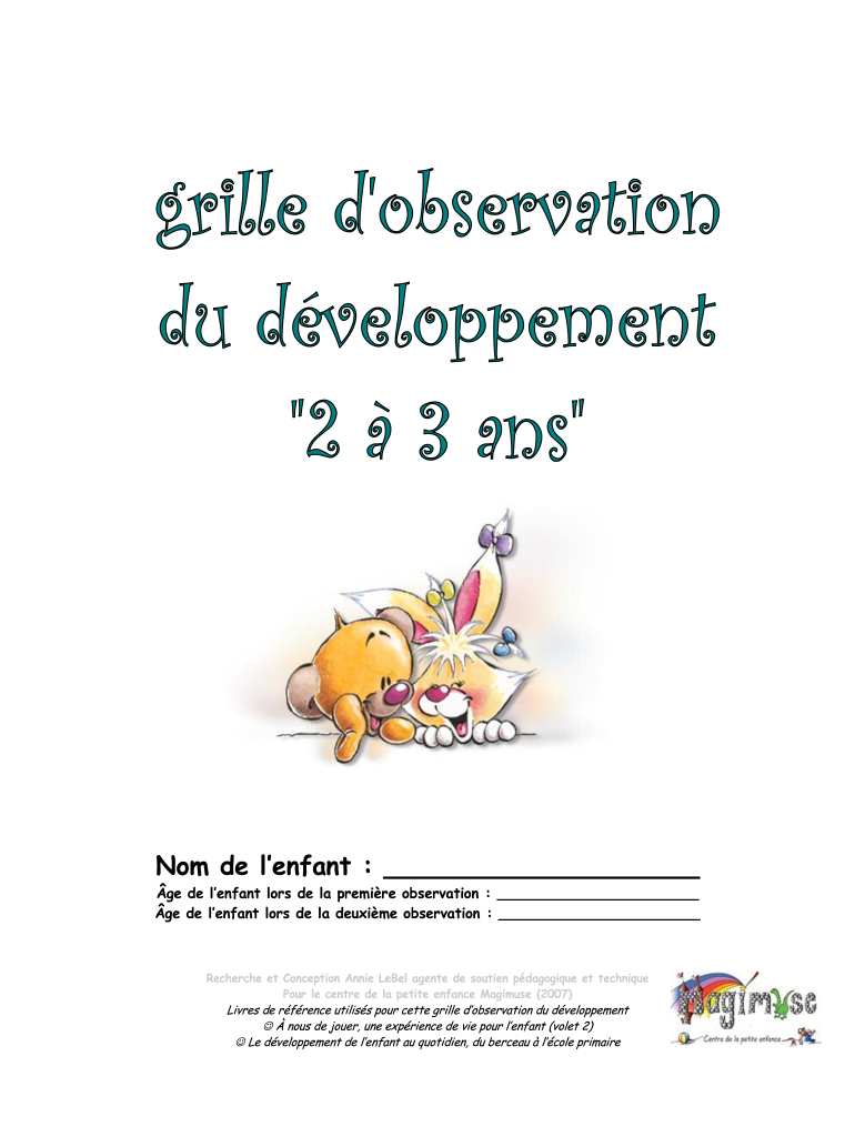 Grille D&#039;observation 2 3 Ans  Form