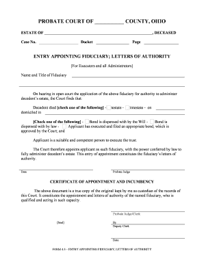 Letter of Authority for Deceased Estate PDF  Form