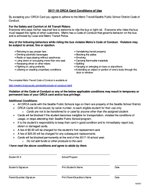  18 ORCA Card Conditions of Use Form 2017