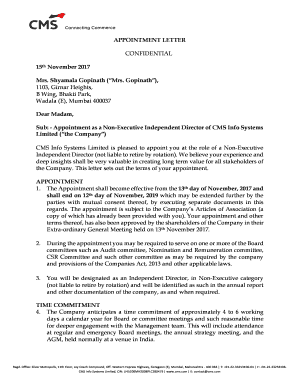 APPOINTMENT LETTER CONFIDENTIAL 15th CMS Info Systems  Form