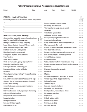 Comprehensive Health Assessment Template  Form