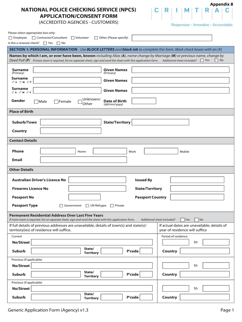 Police Check Forms that I Can Print Out