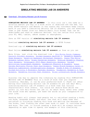 Simulating Meiosis Lab 29 Answer Key  Form