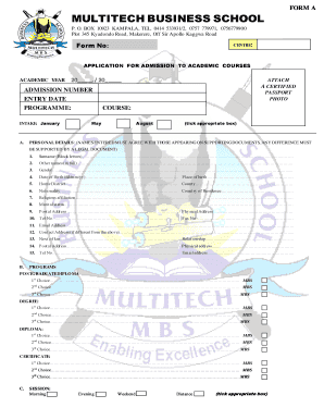 Multitech Business School Intakes  Form