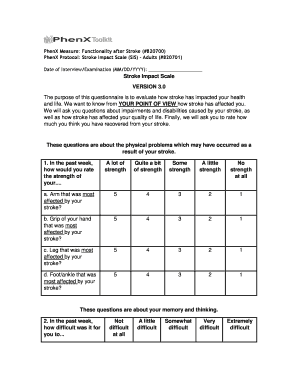 Stroke Impact Scale PDF  Form