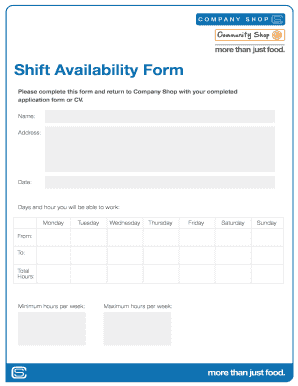Shift Availability  Form