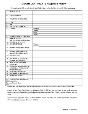 Death Registration Form