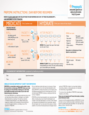 PREPOPIK INSTRUCTIONS DAY BEFORE REGIMEN  Form