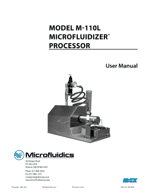 Model M 110l Microfluidizer Processor User Manual  Form