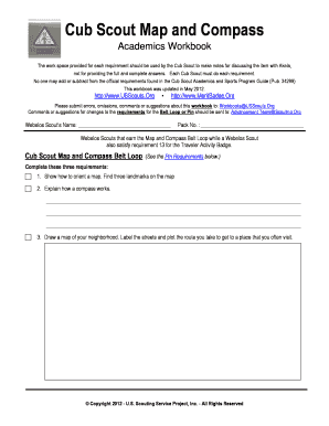 Cub Scout Map and Compass Worksheet  Form