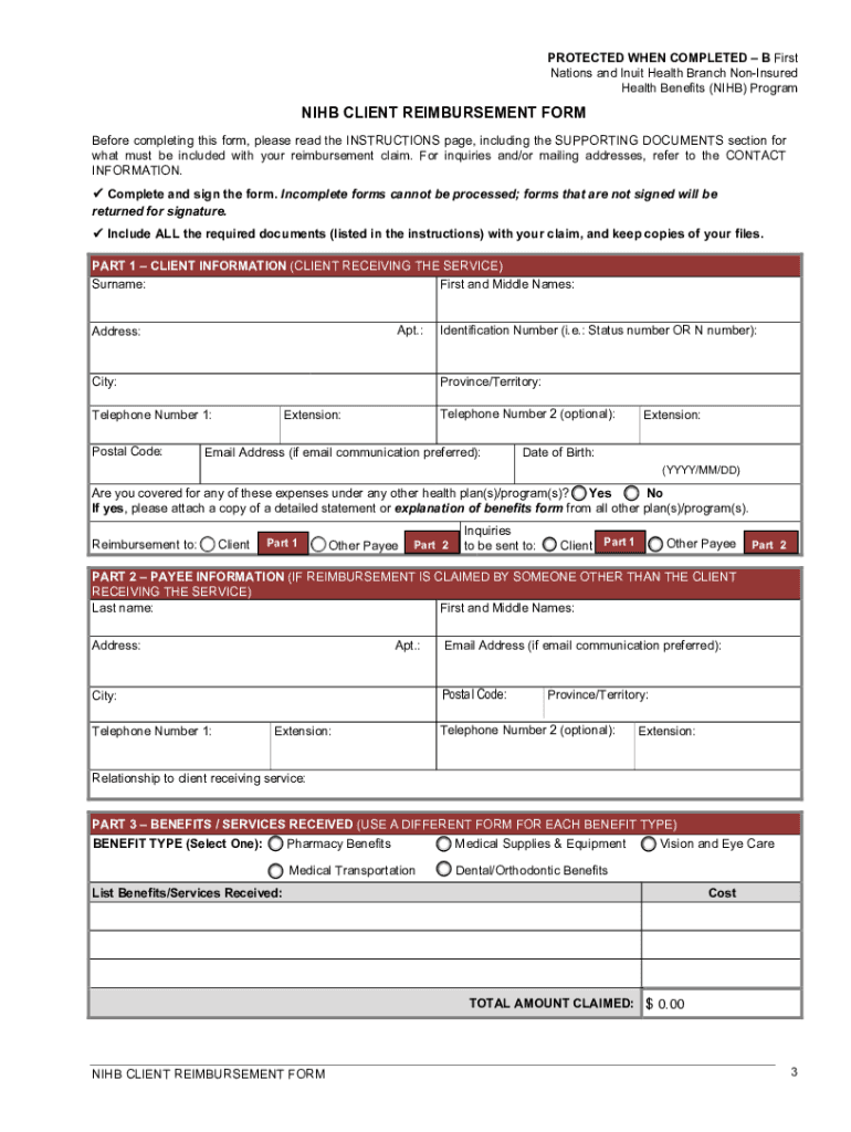 Nihb Client Reimbursement Form