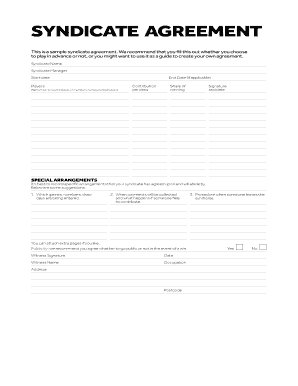 Lottery Syndicate Form