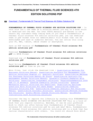 Fundamentals of Thermal Fluid Sciences 4th Edition Solution Manual PDF  Form