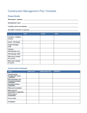 Construction Management Plan Checklist Kingston City Council  Form