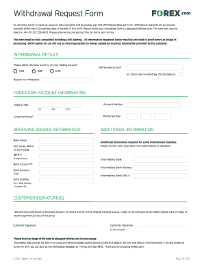 To Withdraw Funds or Close an Account, Fully Complete and Physically Sign This Withdrawal Request Form