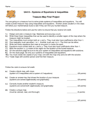 Systems of Equations and Inequalities Project  Form