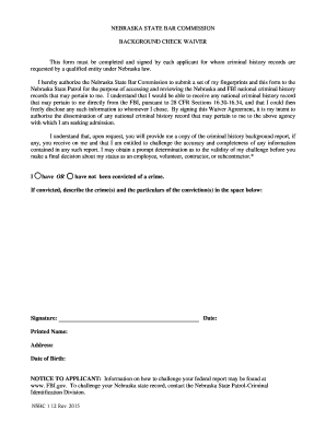 Nebraska Background Check Form PDF