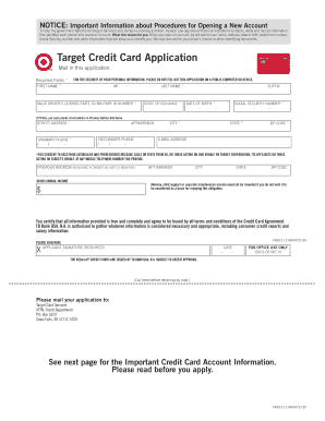Target Credit Card Apply  Form