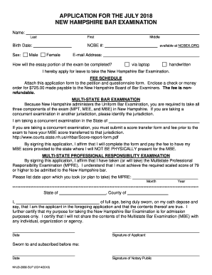 Nh Application Bar Examination  Form