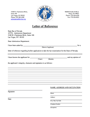 Nevada Bar Letter  Form