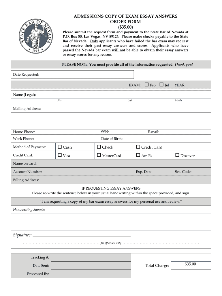 Nevada Bar Exam Answers  Form
