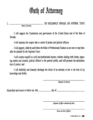 Oath of Attorney State Bar of Nevada  Form