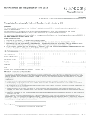 Glencore Chronic Application Form