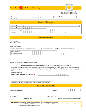 Customer Acknowledgement Form