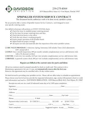 Irrigation Installation Contract Template  Form