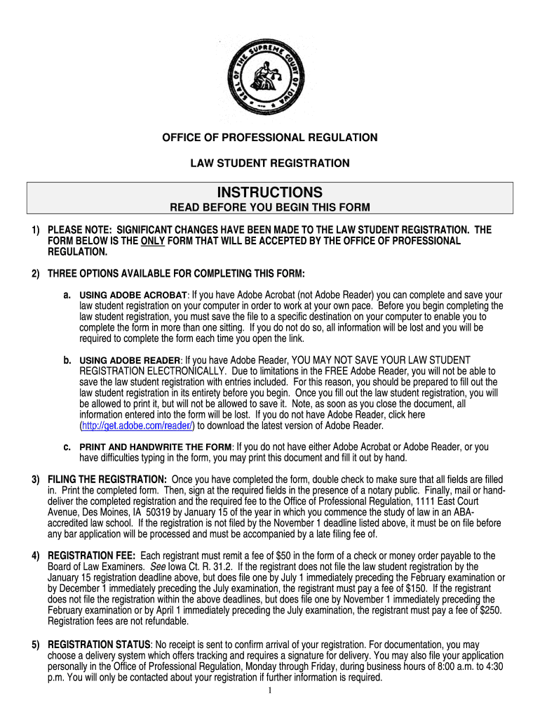 Download the Law Student Registration Form PDF