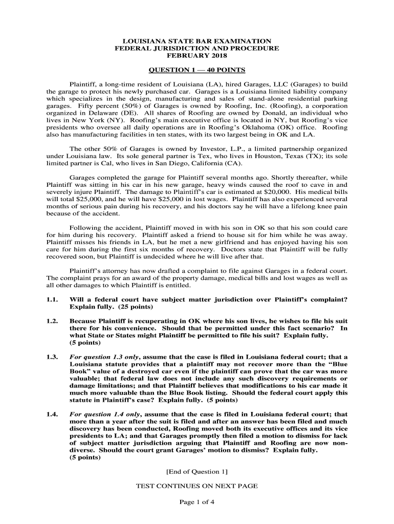  FEDERAL JURISDICTION and PROCEDURE 2018