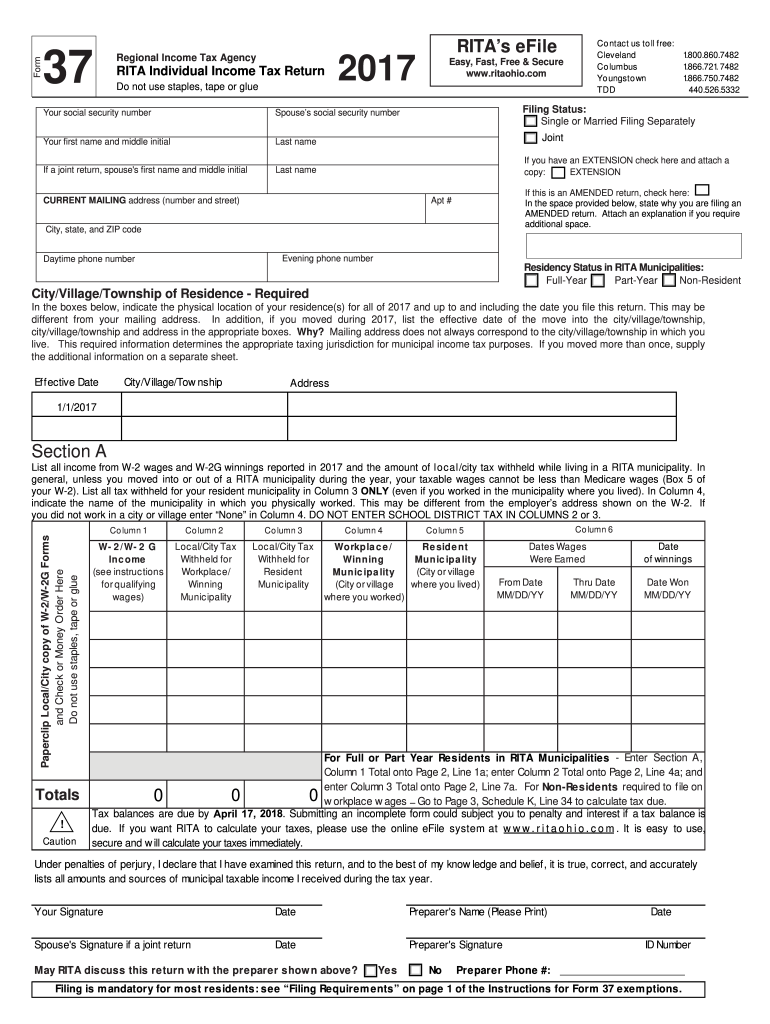  Rita Form 37 Tax 2017