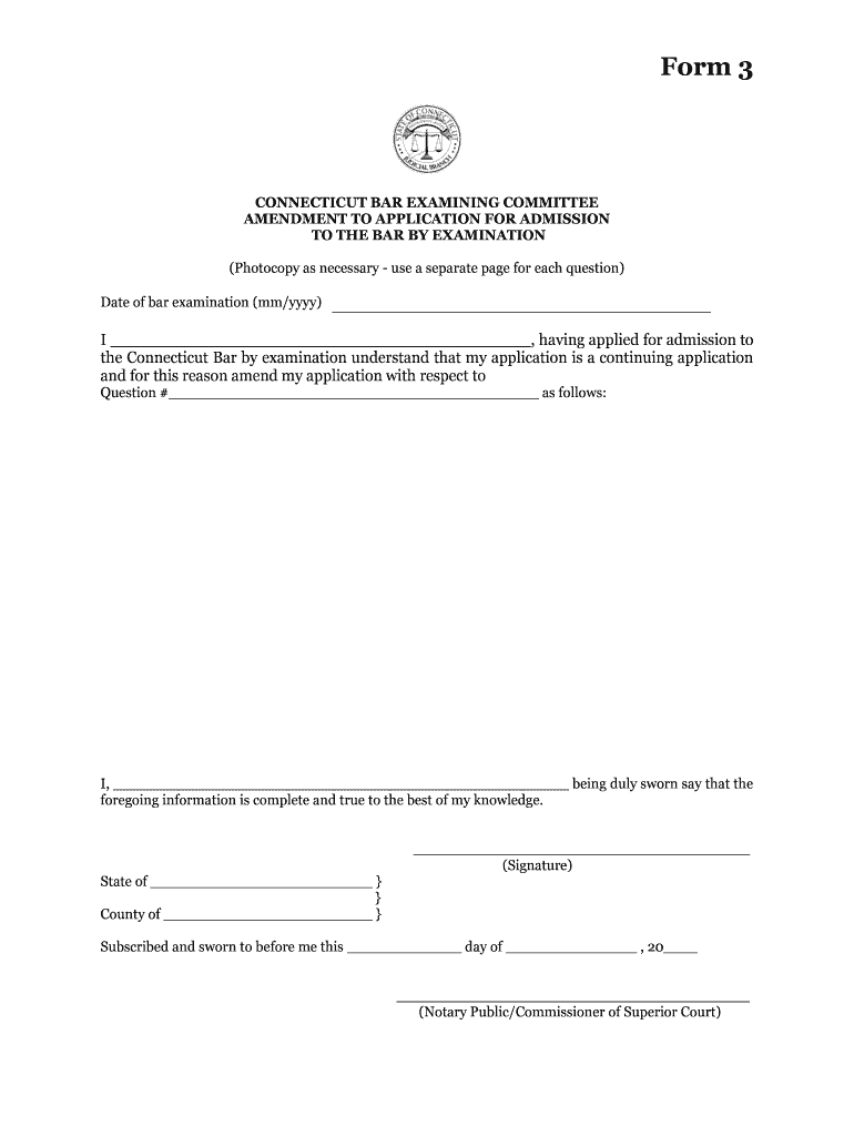Connecticut Bar Examining Committee Form 3