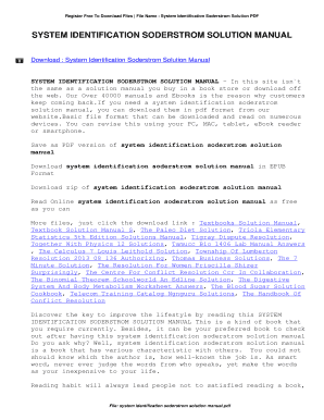 System Identification Soderstrom Solution Manual System Identification Soderstrom Solution Manual  Form