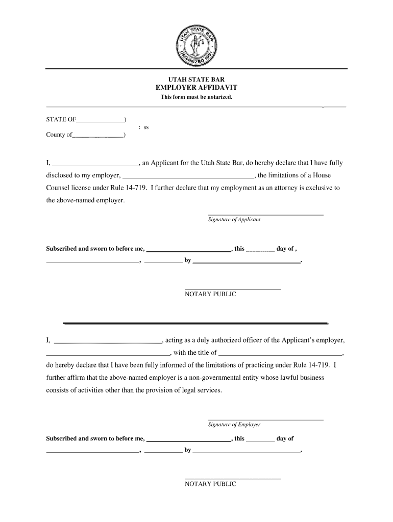 Bar Employer Affidavit Form