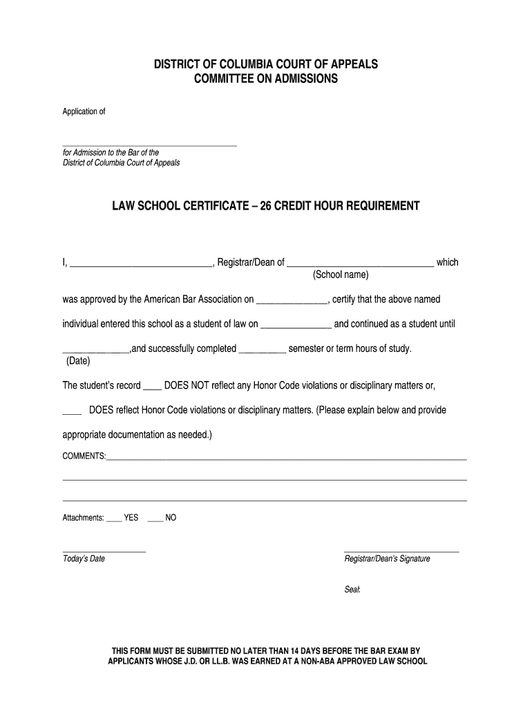 Dc Law School Form