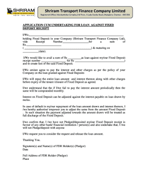  Application for Loan Against Deposit Receipt STFC 2017