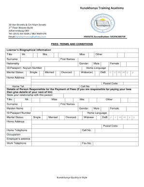 Kunokhanya Training Academy  Form