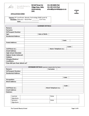 The Pyramid Beauty School  Form