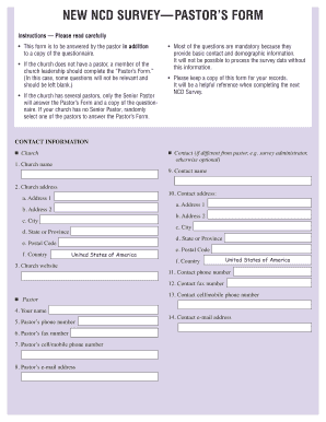 Natural Church Development Survey PDF  Form