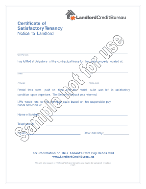 Tenant Certificate PDF  Form