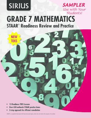 Grade 7 Mathematics Staar Readiness Review and Practice Answer Key  Form