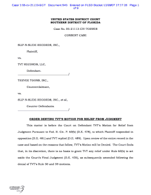 DcmiadataCommonTKLEINAndreaCivilA CONSENT CASESSlip N Slide V TVT Records, 05cv2113Slip Order Rule 60 Motion Wpd  Form