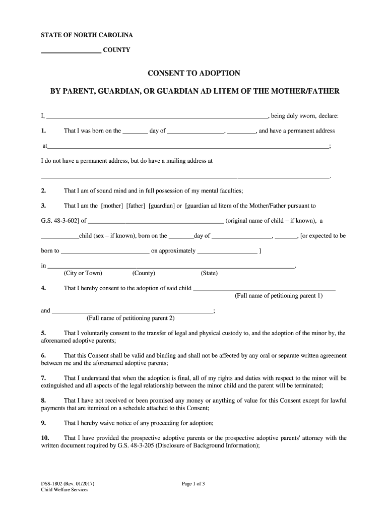 Get and Sign Nc Consent Adoption 2017-2022 Form