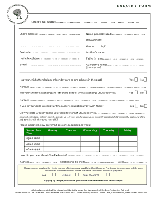 Enquiry Form for School