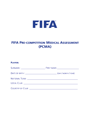 Fifa Pre Competition Medical Assessment  Form
